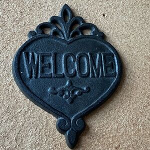 Vintage Cast Iron Heart Shape Welcome Sign